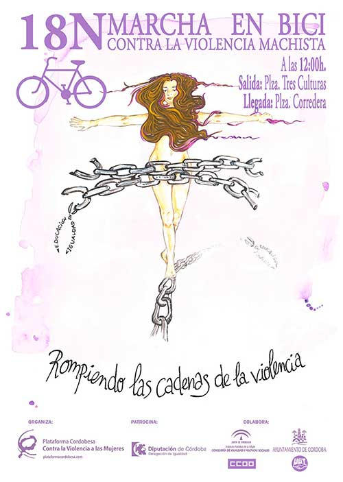 cartel marcha bici cordoba contra violencia machista