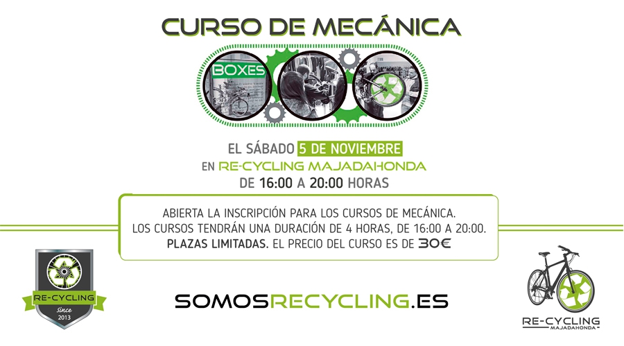 Curso de mecánica de bicis en Recycling Majadahonda