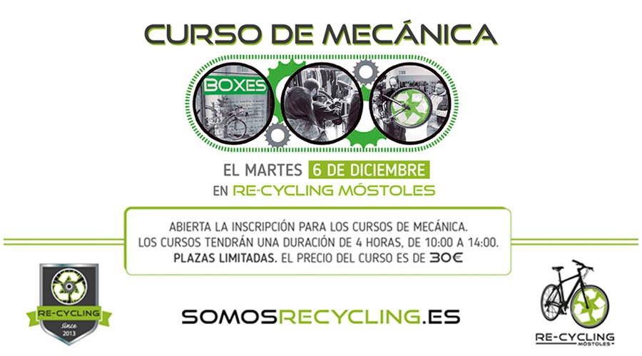 Curso de mecánica de bicis en Recycling Móstoles Diciembre